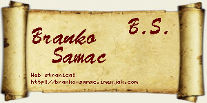 Branko Samac vizit kartica